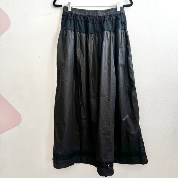 Black Eyelet Maxi Skirt Fairy Grunge Whimsigoth Witchy Academia Medium - Picture 3 of 6
